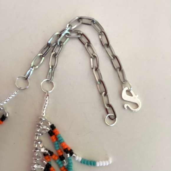 Handmade turquoise boho fringed festival beaded necklace - Picture 3 of 4